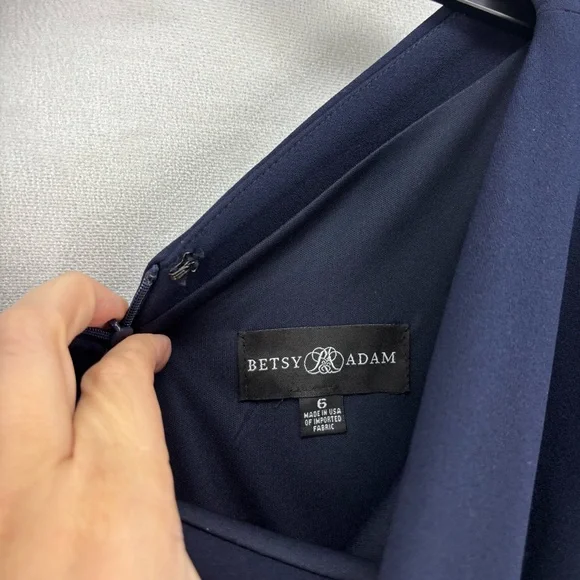 Betsy Adam Women’s 6 Madeline long maxi scuba crepe off the shoulder drop dress - Picture 10 of 11